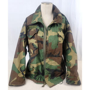 Vintage 80s US Army M65 Field Jacket Woodland Camo Small XShort
